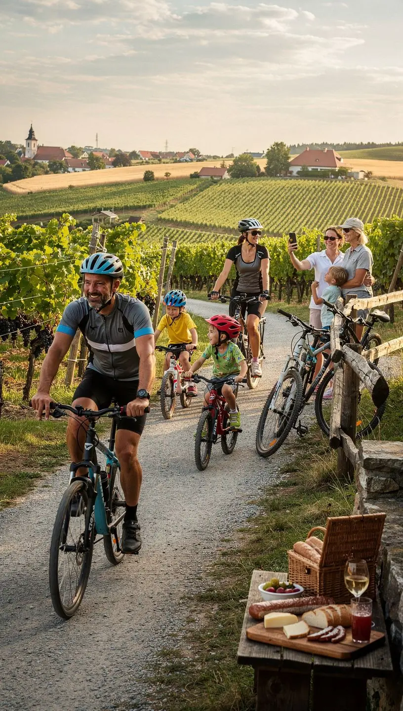 Děti si hrají v parku s výhledem na zámek.