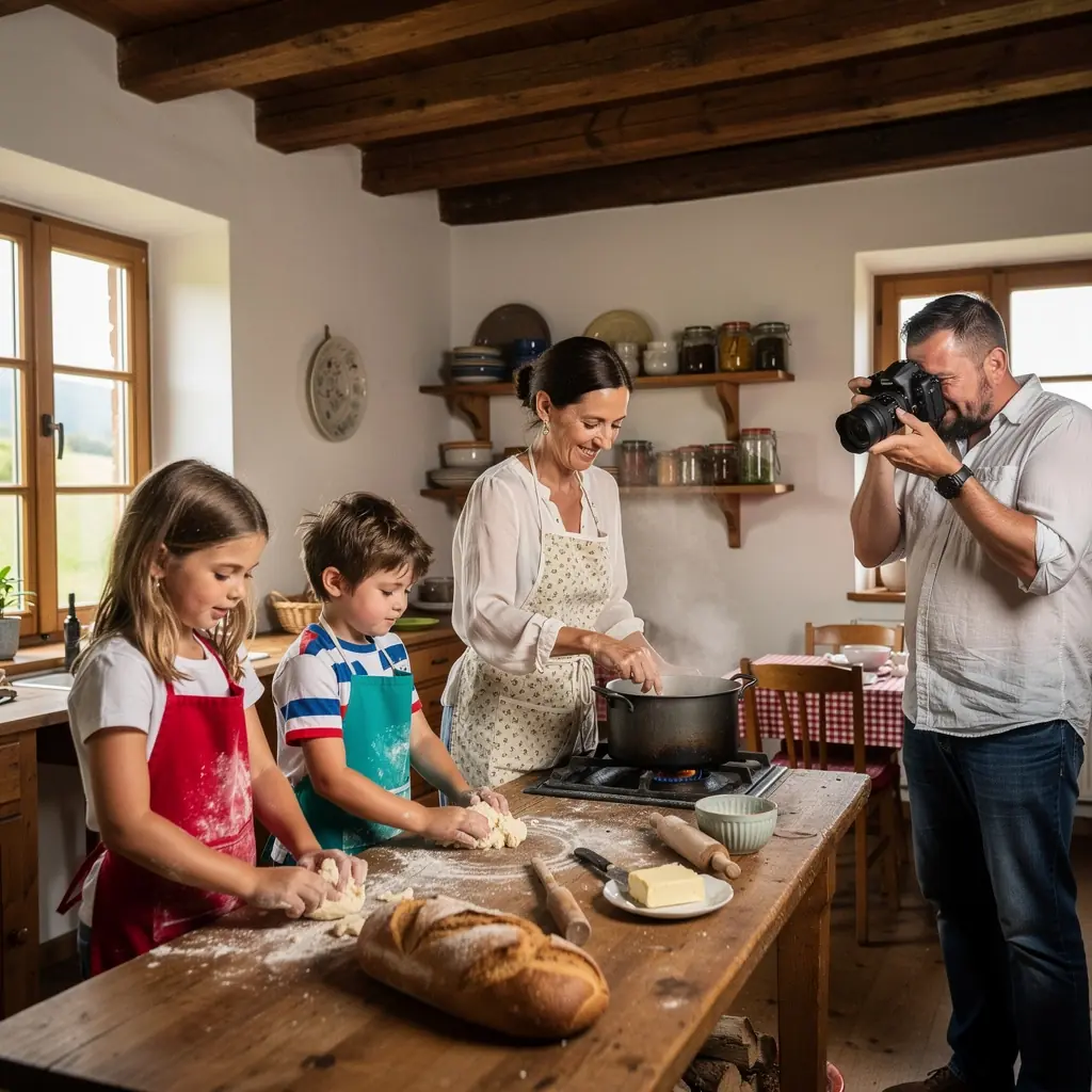 Rodina se vydává na výlet do národního parku v Čechách.